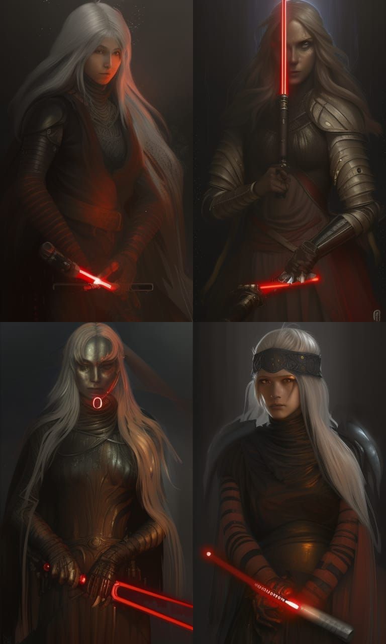 Futuristic Firekeeper with Lightsaber, Hyperdetailed Concept...