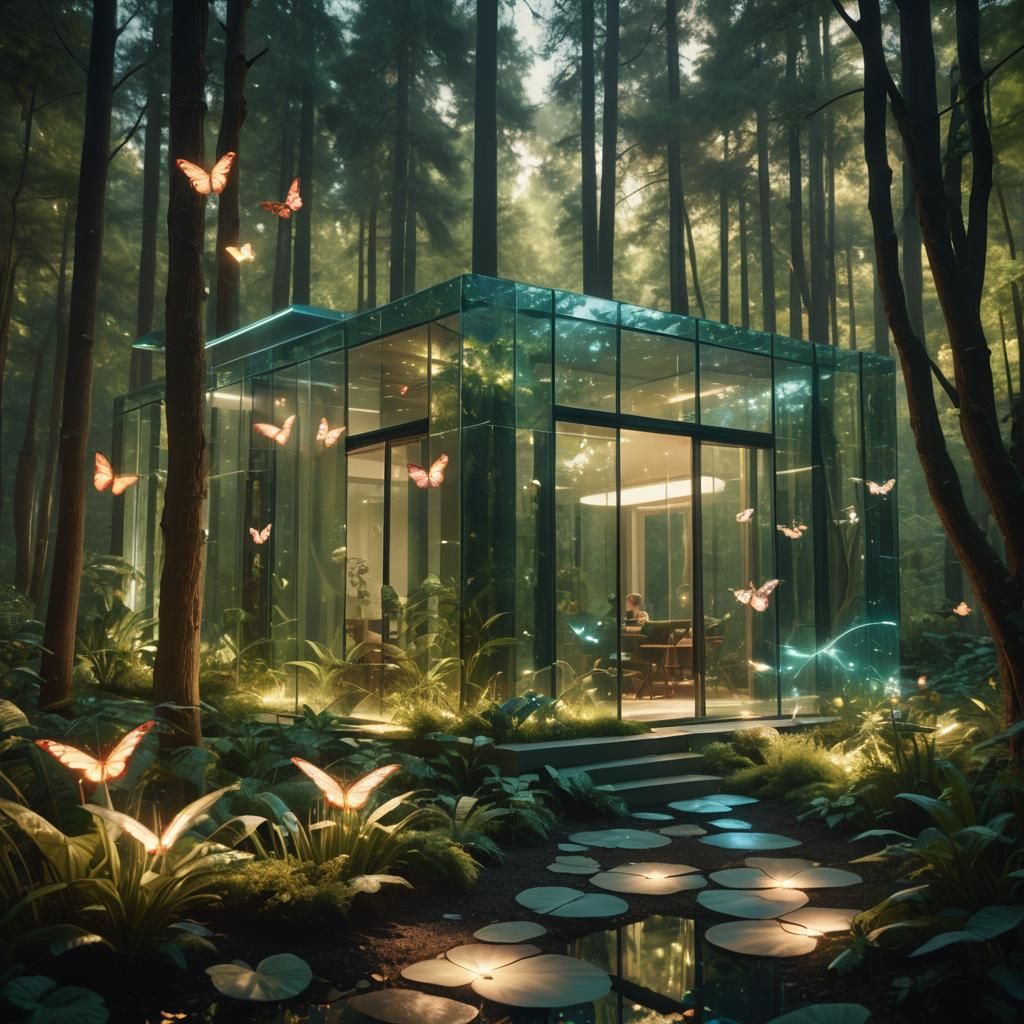 Ethereal Forest Estate in a Futuristic Wonderland