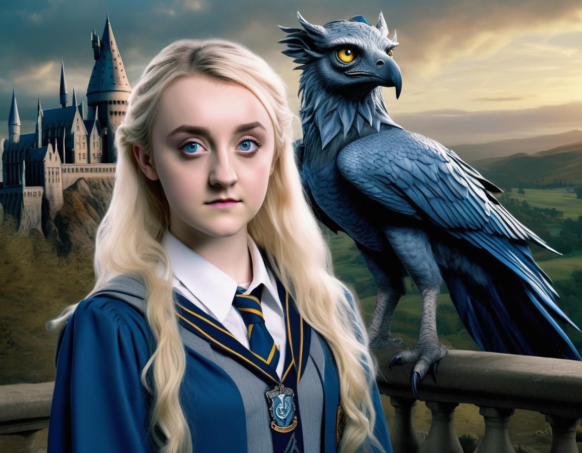 Luna Lovegood and Hippogryph at Hogwarts