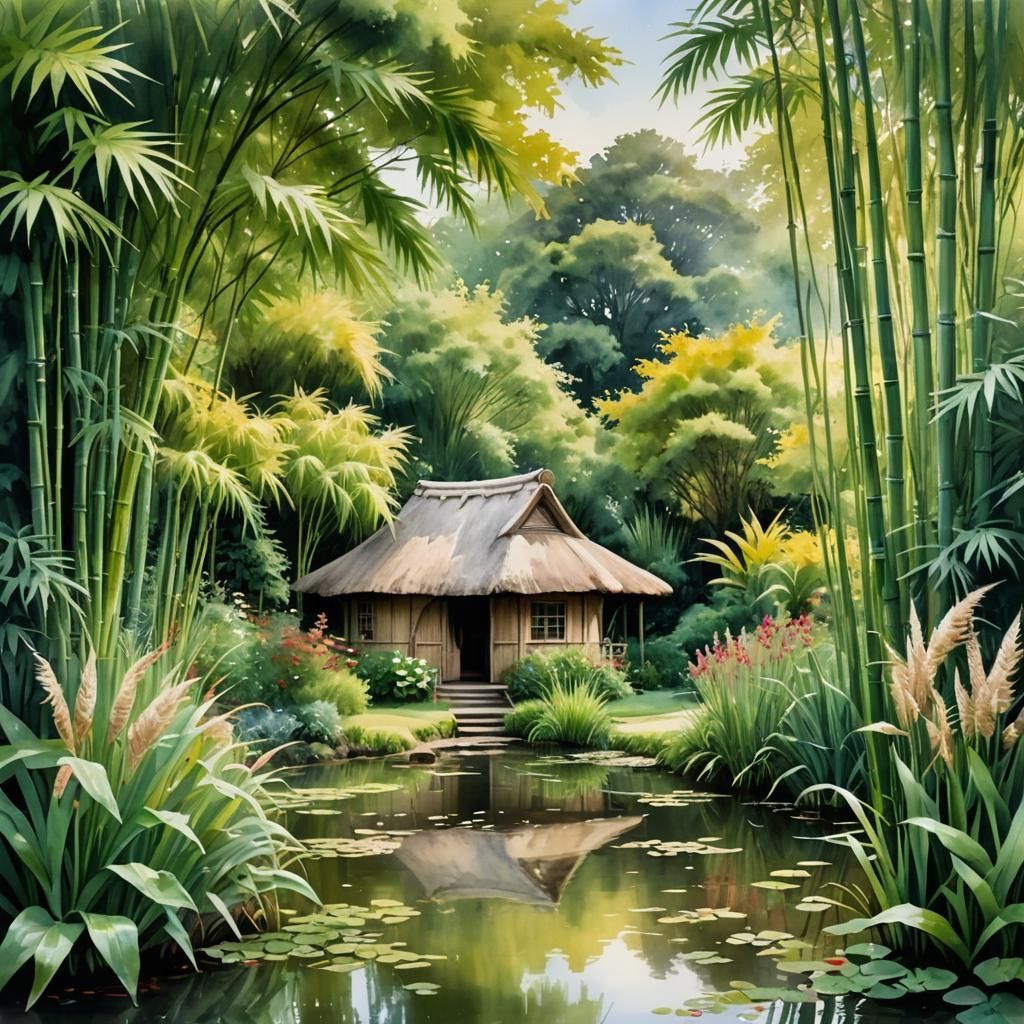 English Garden in Watercolour Fantasy Style