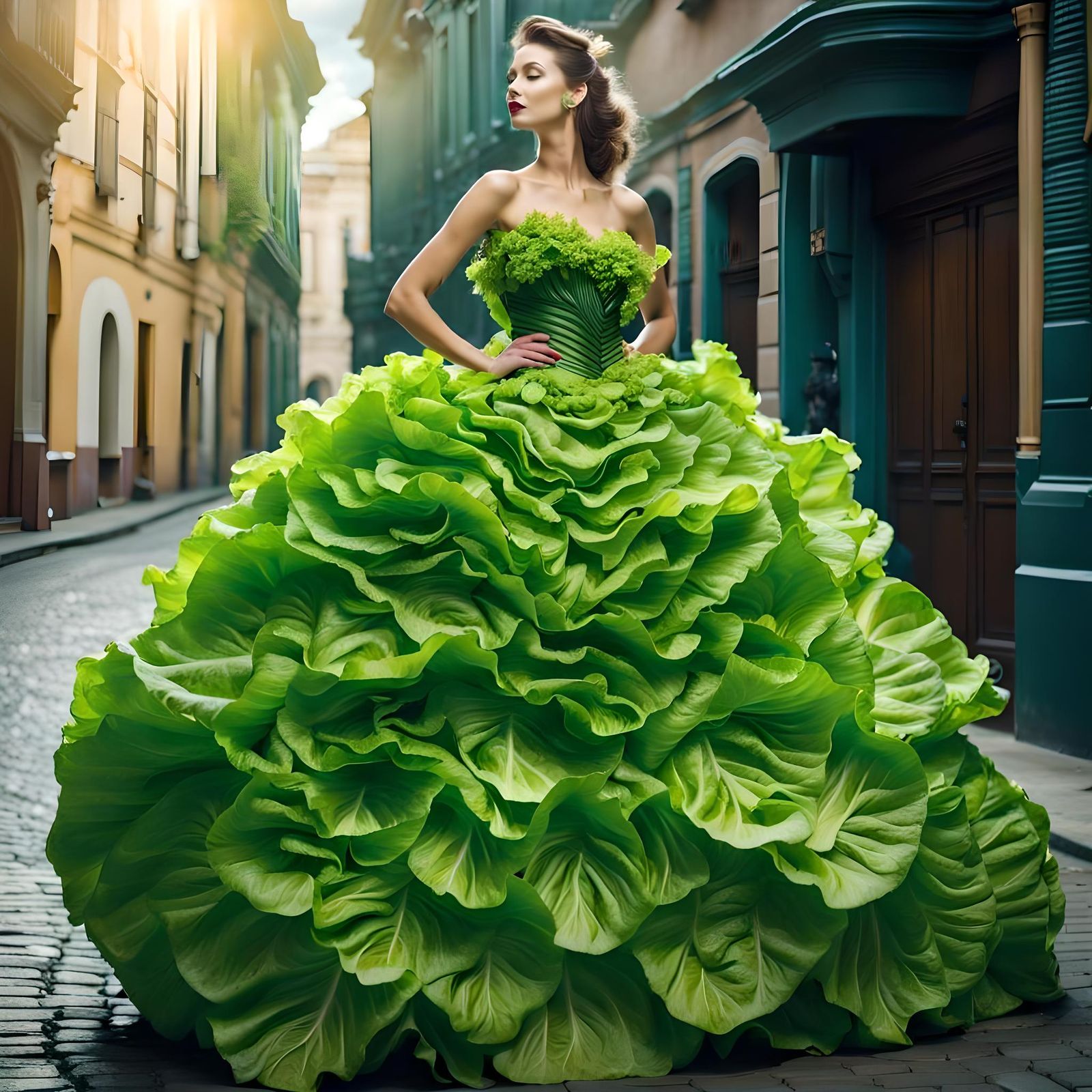 Lettuce Dress: A Surreal Street Scene