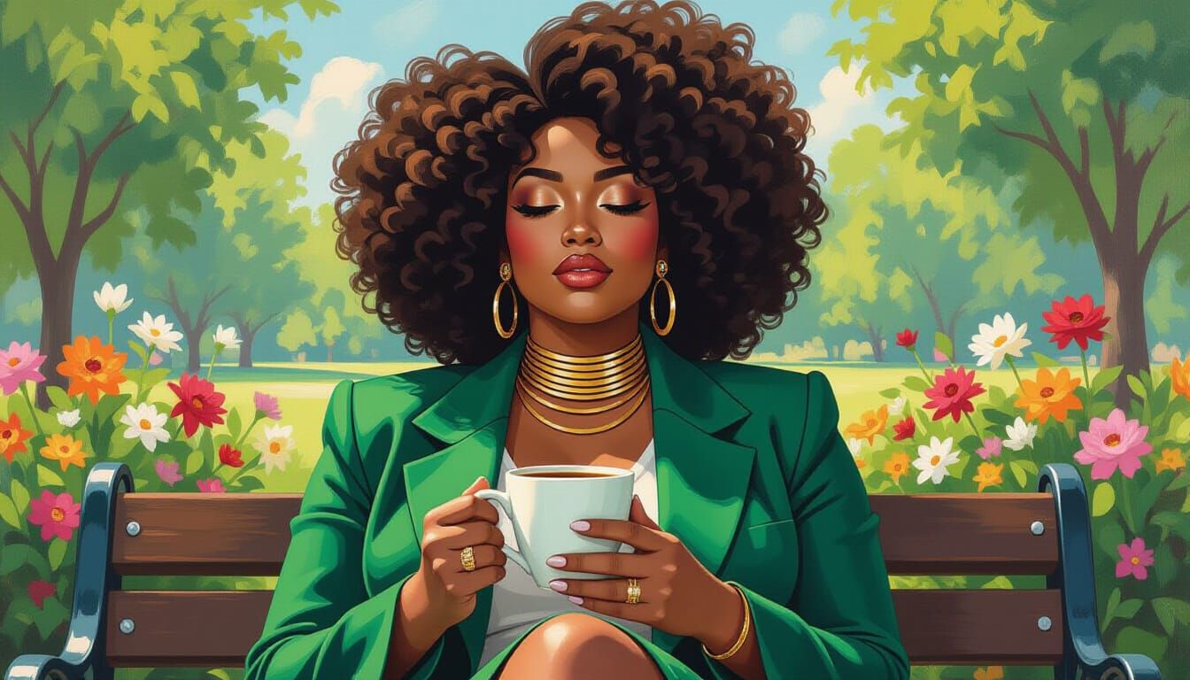 Expressive Impasto Portrait of a Woman with Afro