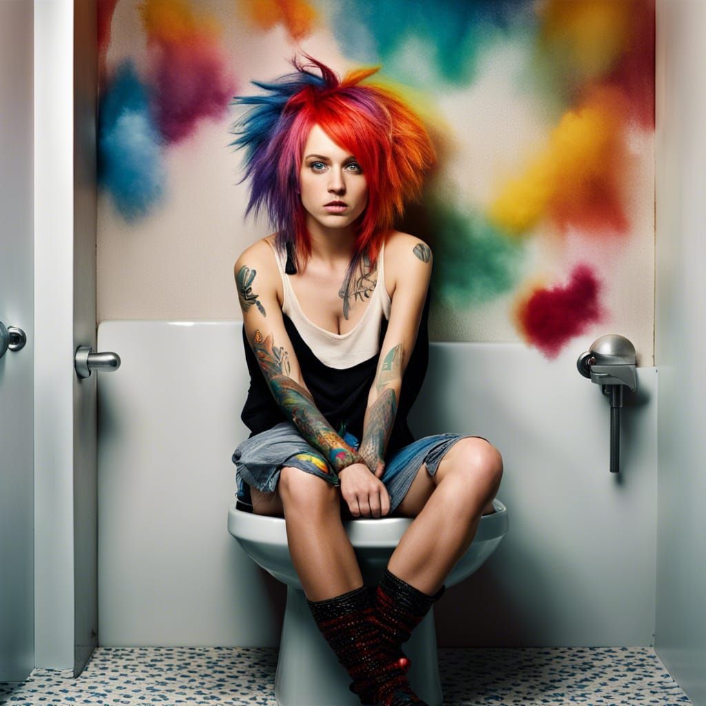 Colorful Emo Girl Portrait in Professional Photography Style