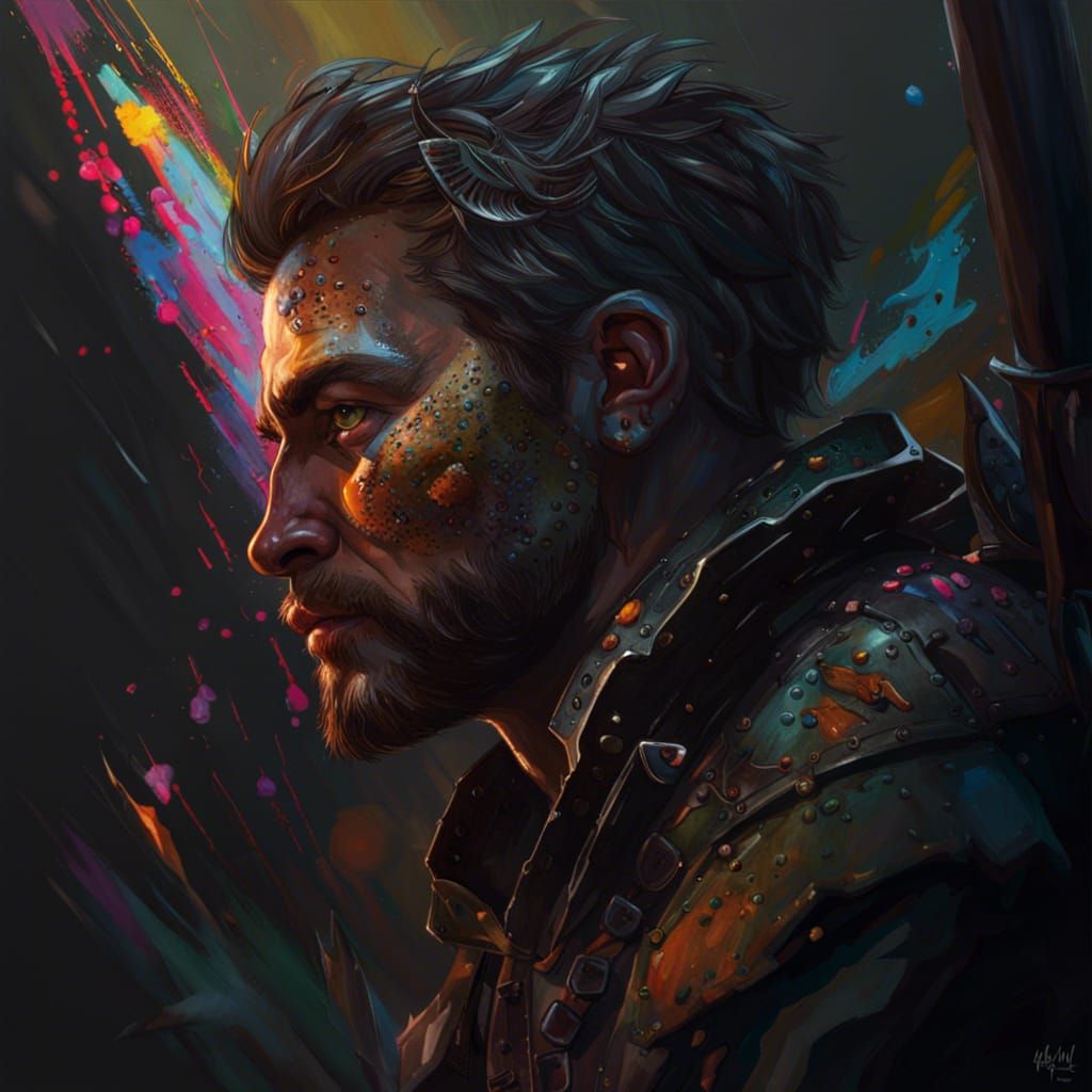 Hyperrealistic Hunter Portrait in Splash Art Style