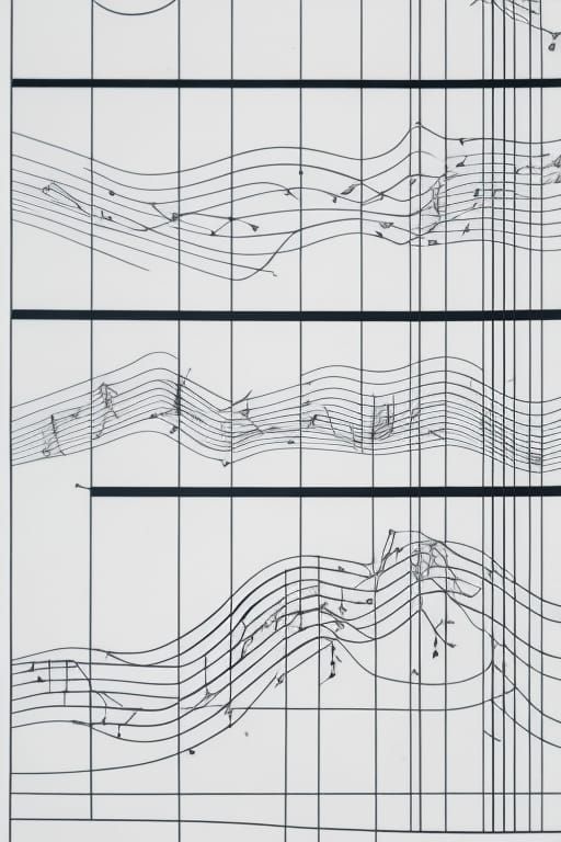 Abstract 3D Musical Score in Brutalist Style