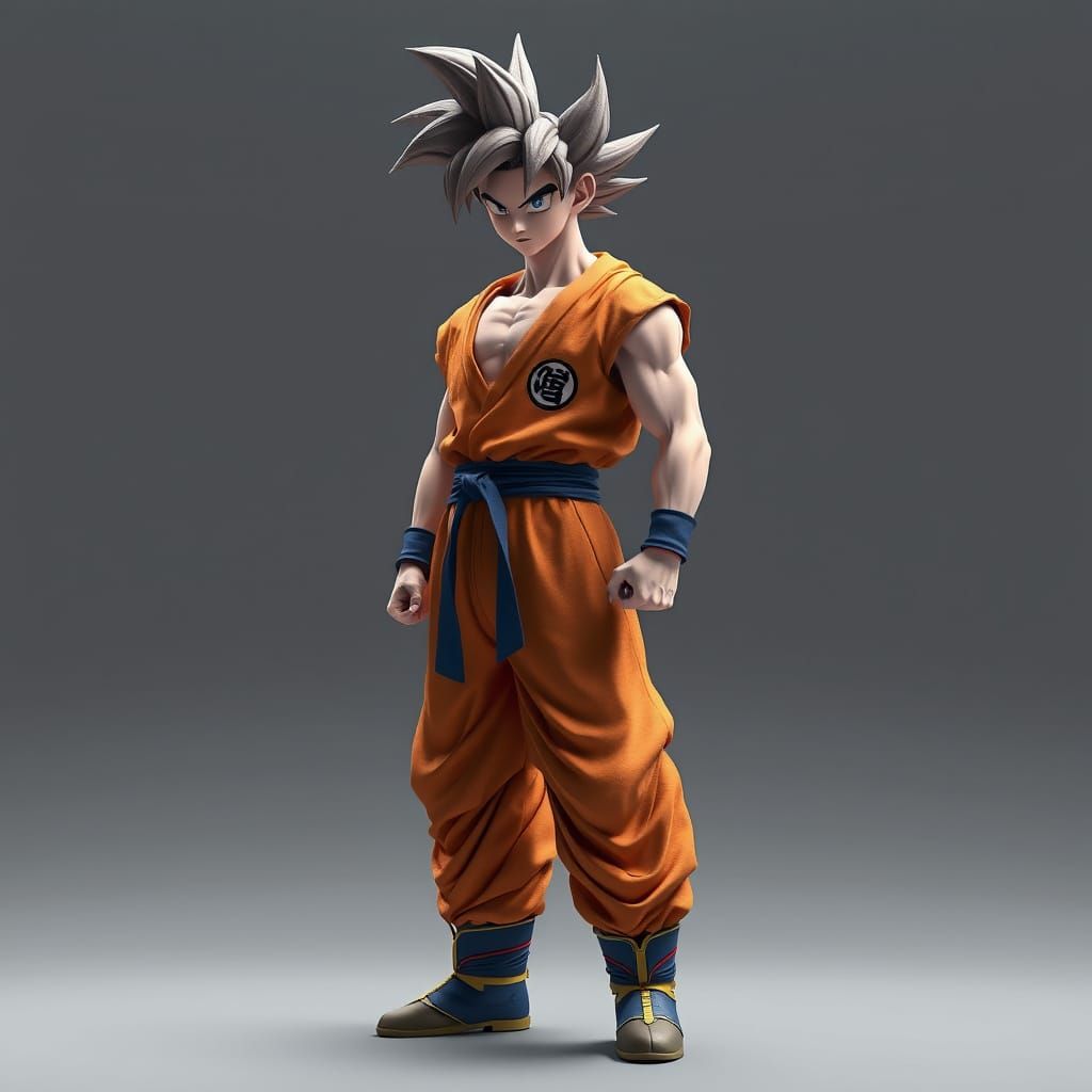 Goku Standing Serious Full Body Shot in Anime Style