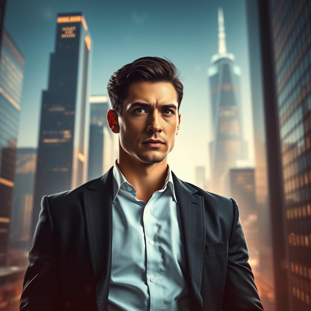 Confident Person in Futuristic Cityscape