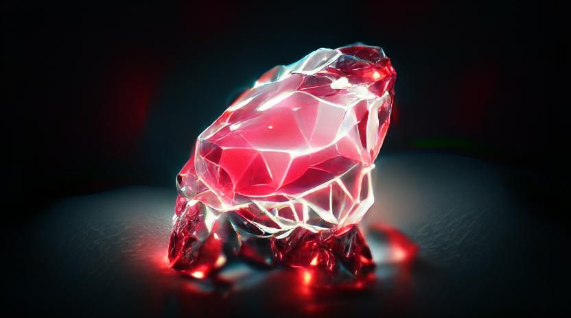 Ruby Gemstone with Light Rays and Prism Effects