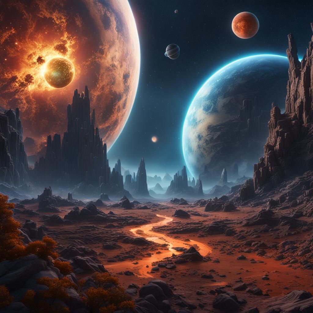 Planetary Collision in Deep Space: Fantasy Concept Art