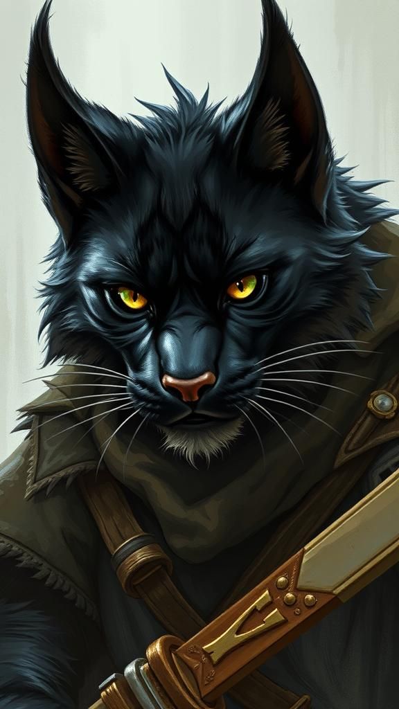 Close-Up of a Black Fur Tabaxi Warrior