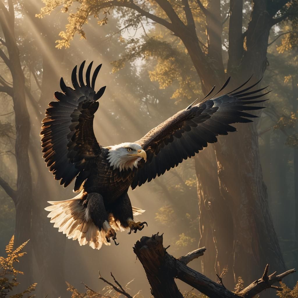 American Eagle Screams in Golden Sunlight