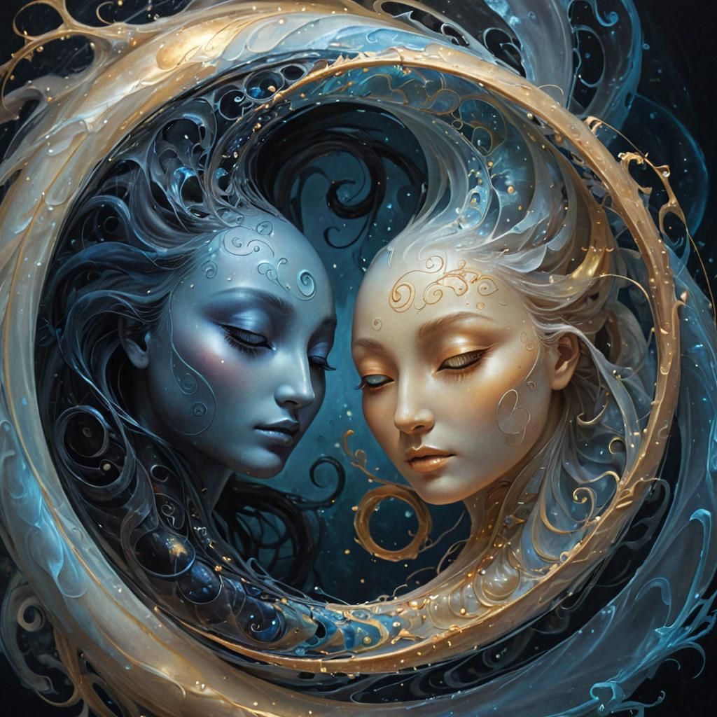 Ethereal Mysticism: Swirling Entities in Iridescent Harmony