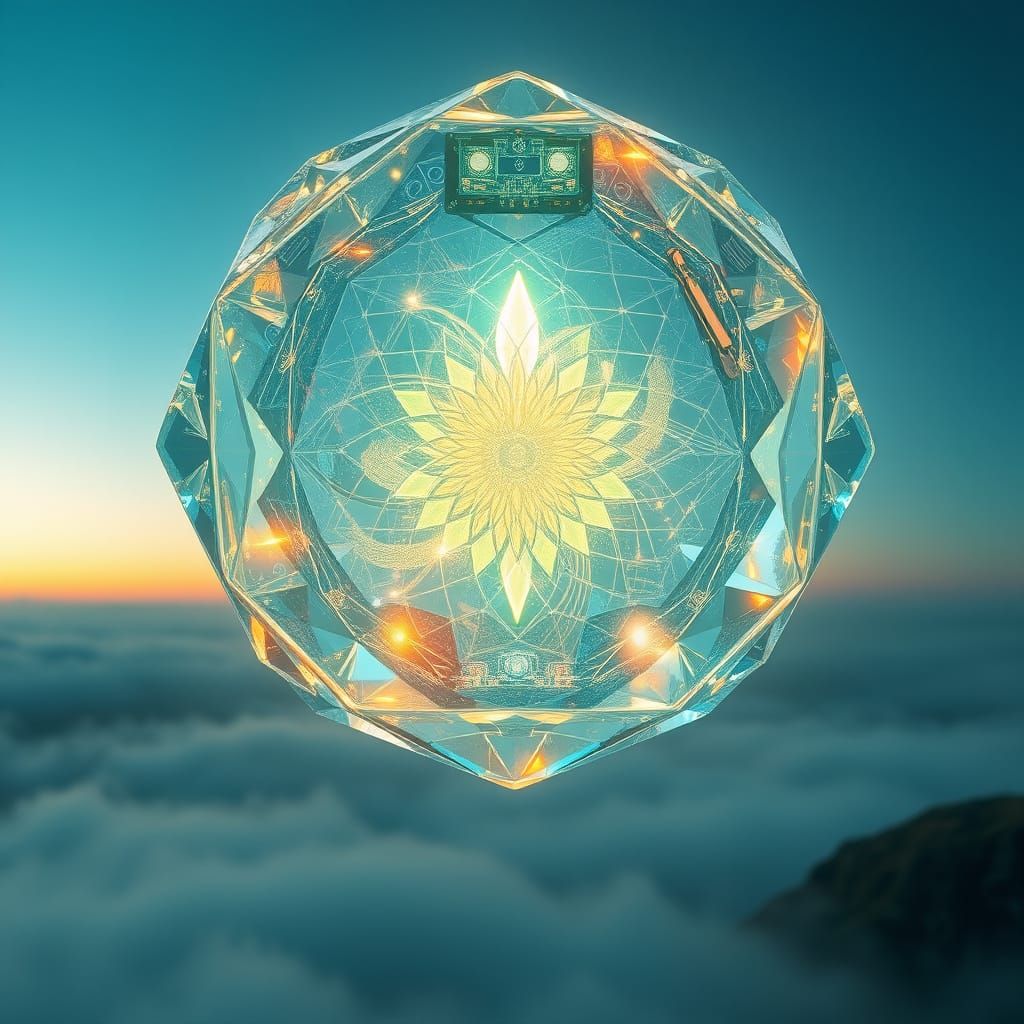 Ethereal Crystal Entity in Art Deco Style