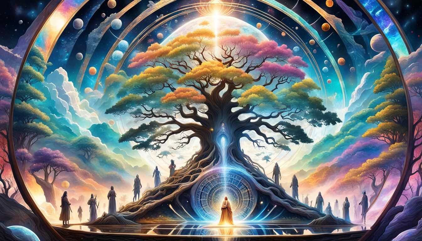 Cosmic Goddess in Mirrored World: Fantasy Art