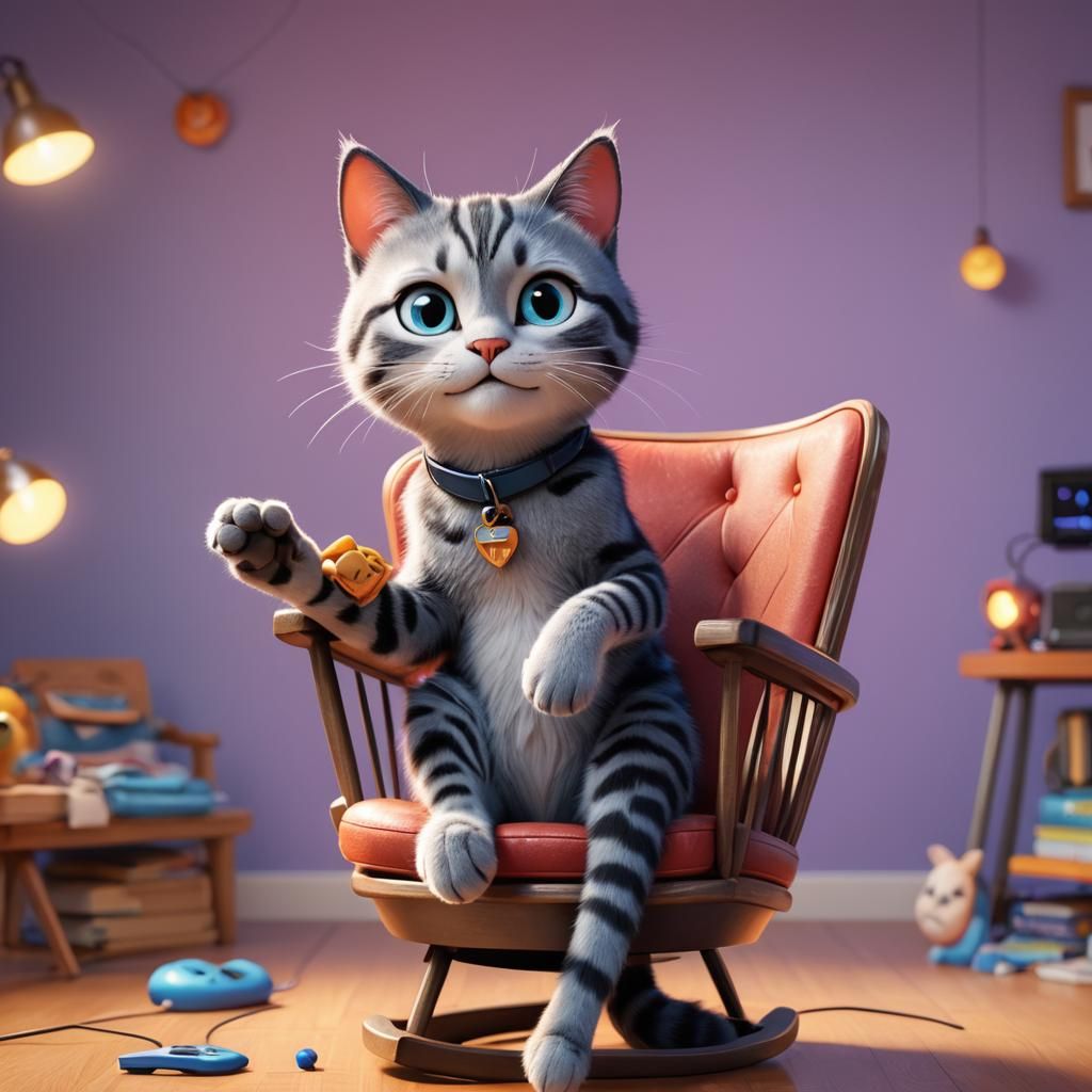 Cathy Cat Affection in Pixar-Style 3D Art