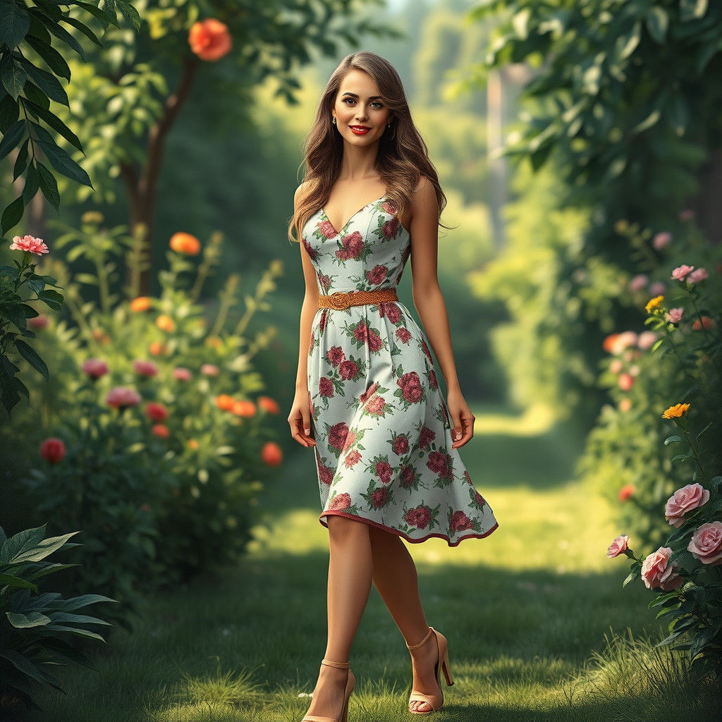 1950s Pin-Up Girl in Acrylic Illustration Style