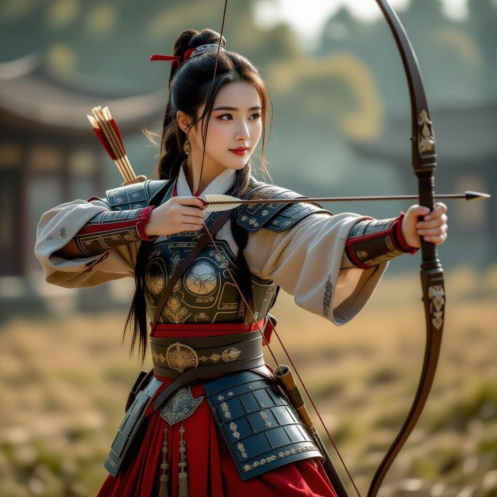 Three Kingdoms Warrior Girl with Bow and Arrow