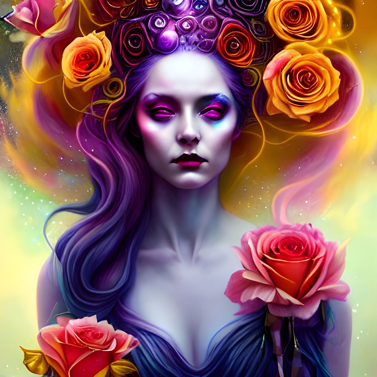 Ethereal Cosmic Goddess of Twilight and Roses