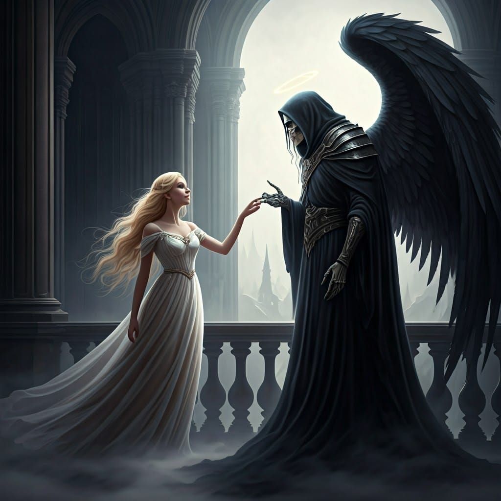 Angel of Death Whisks Away a Beautiful Blonde Woman into the...