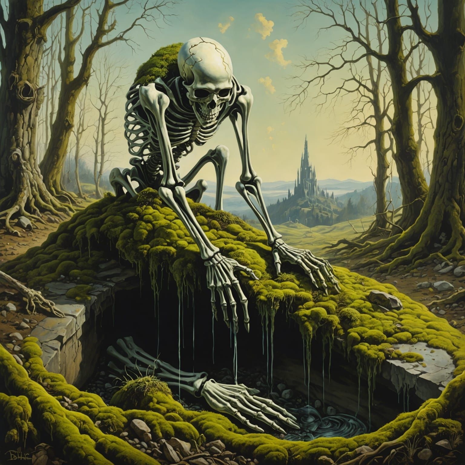 Surreal Skeletal Hand Emerges in Dali-esque Style