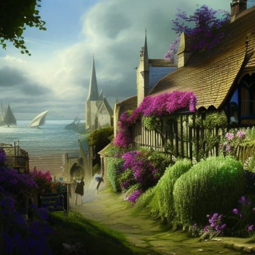 Victorian Seaside Village with Gothic Architecture