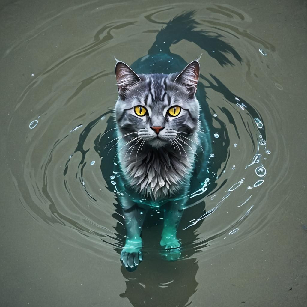 Bioluminescent Cat Shines Underwater