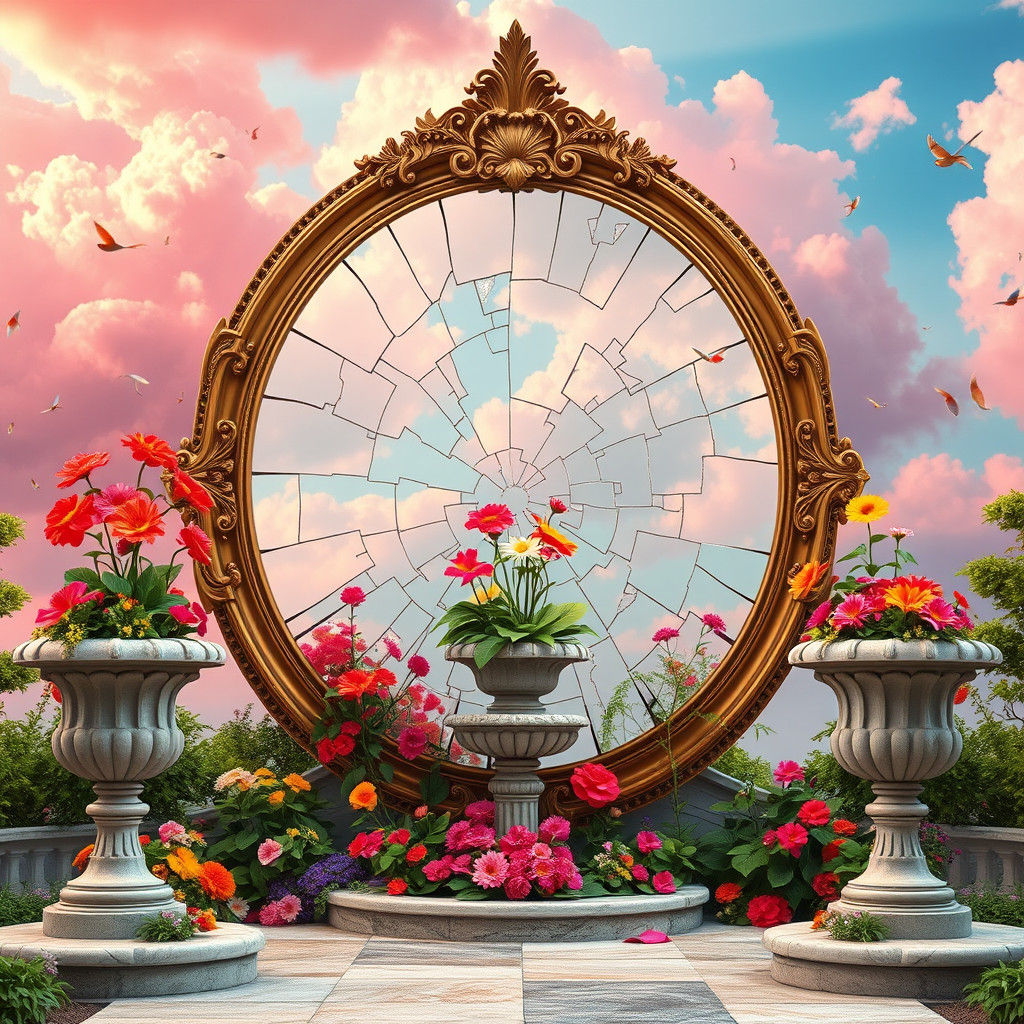 Dreamlike Garden in Cinema4D with Pink Clouds