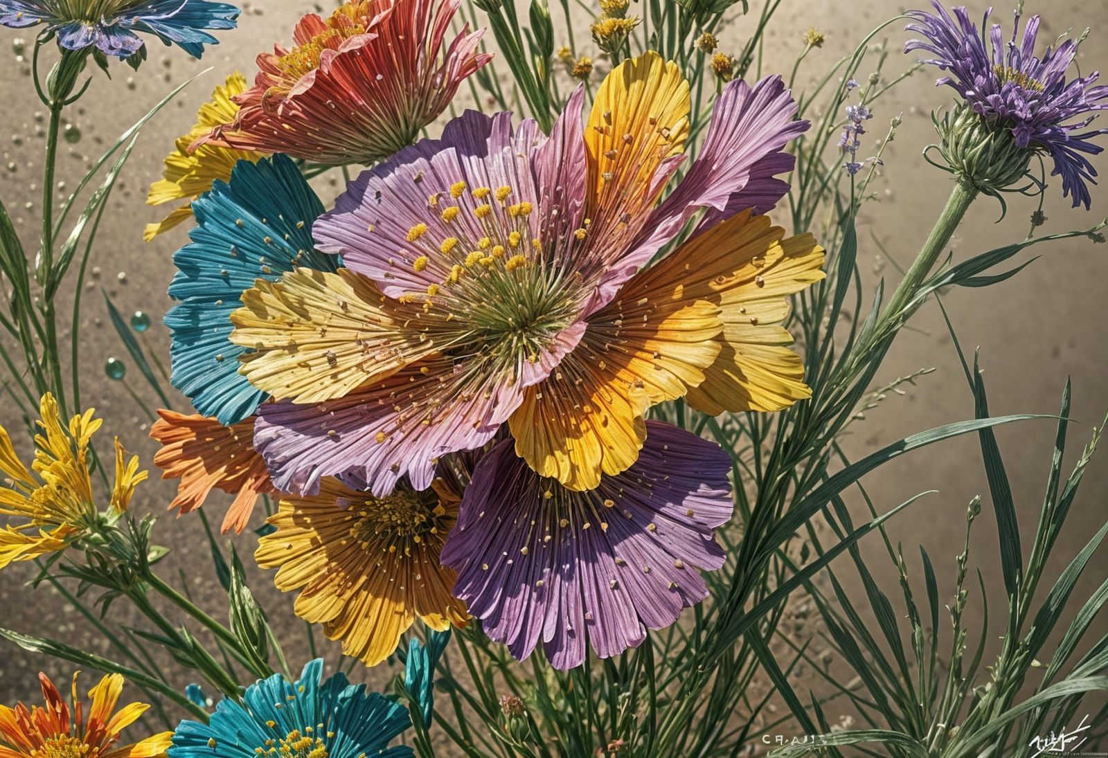 Wildflowers engraved