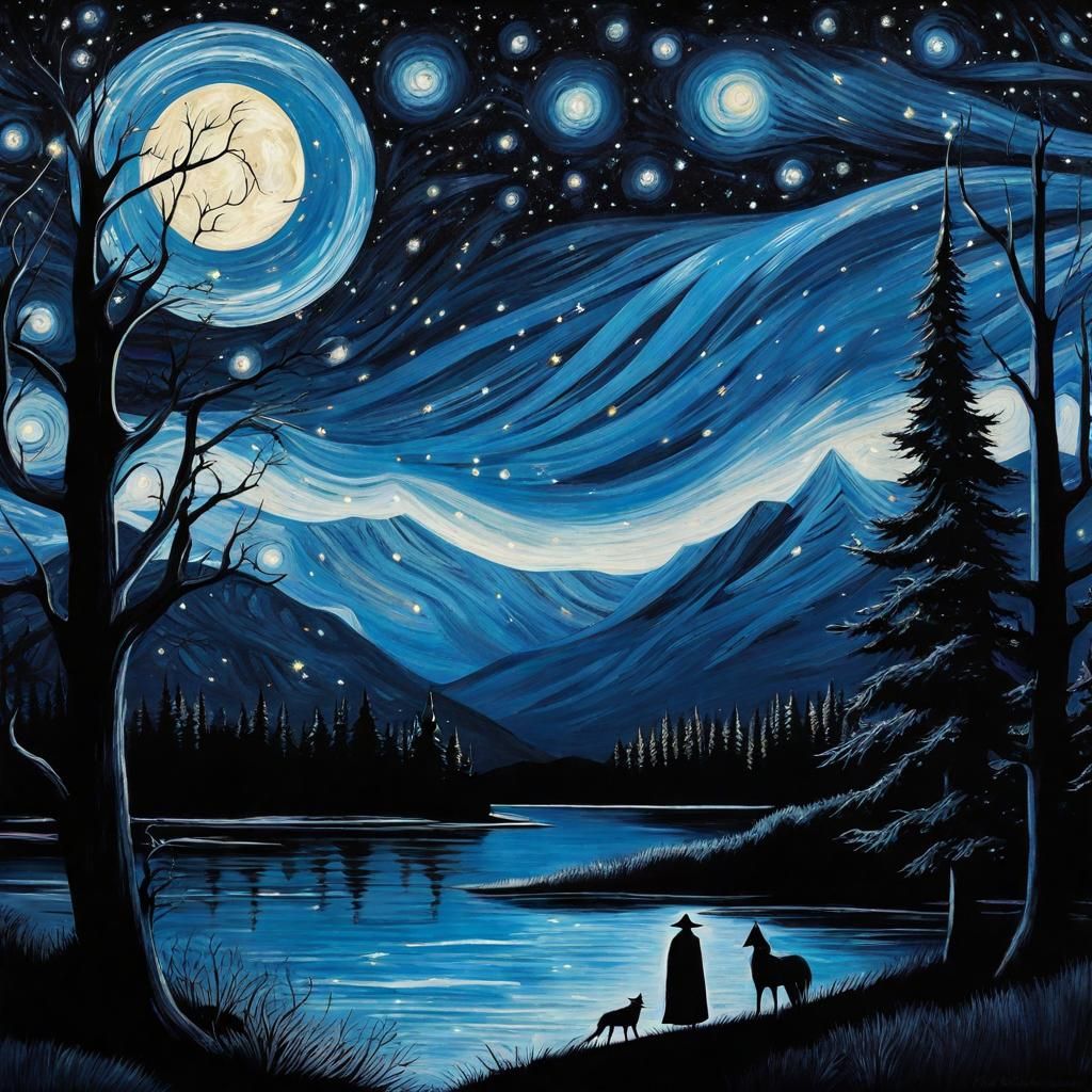 Gothic Winter Landscape in Van Gogh Style