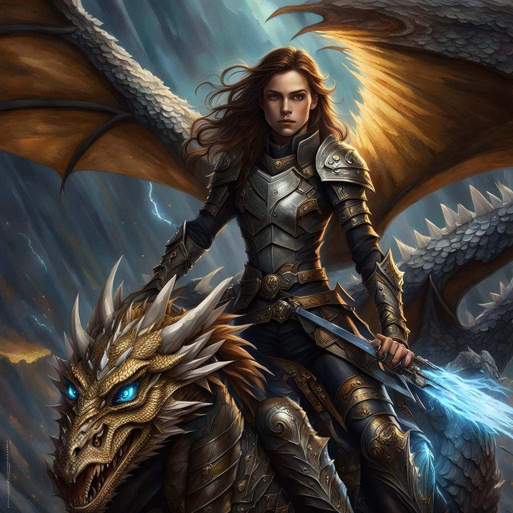 Dragon Rider in Leather Armor with Lightning Eyes