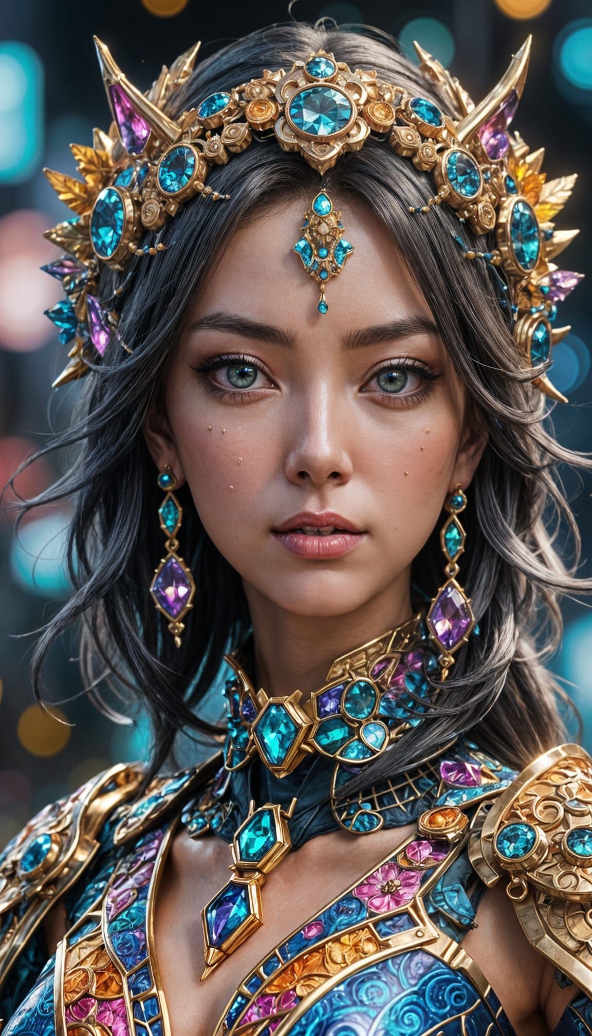 Futuristic Anime Portrait of Woman in Detailed Clothing