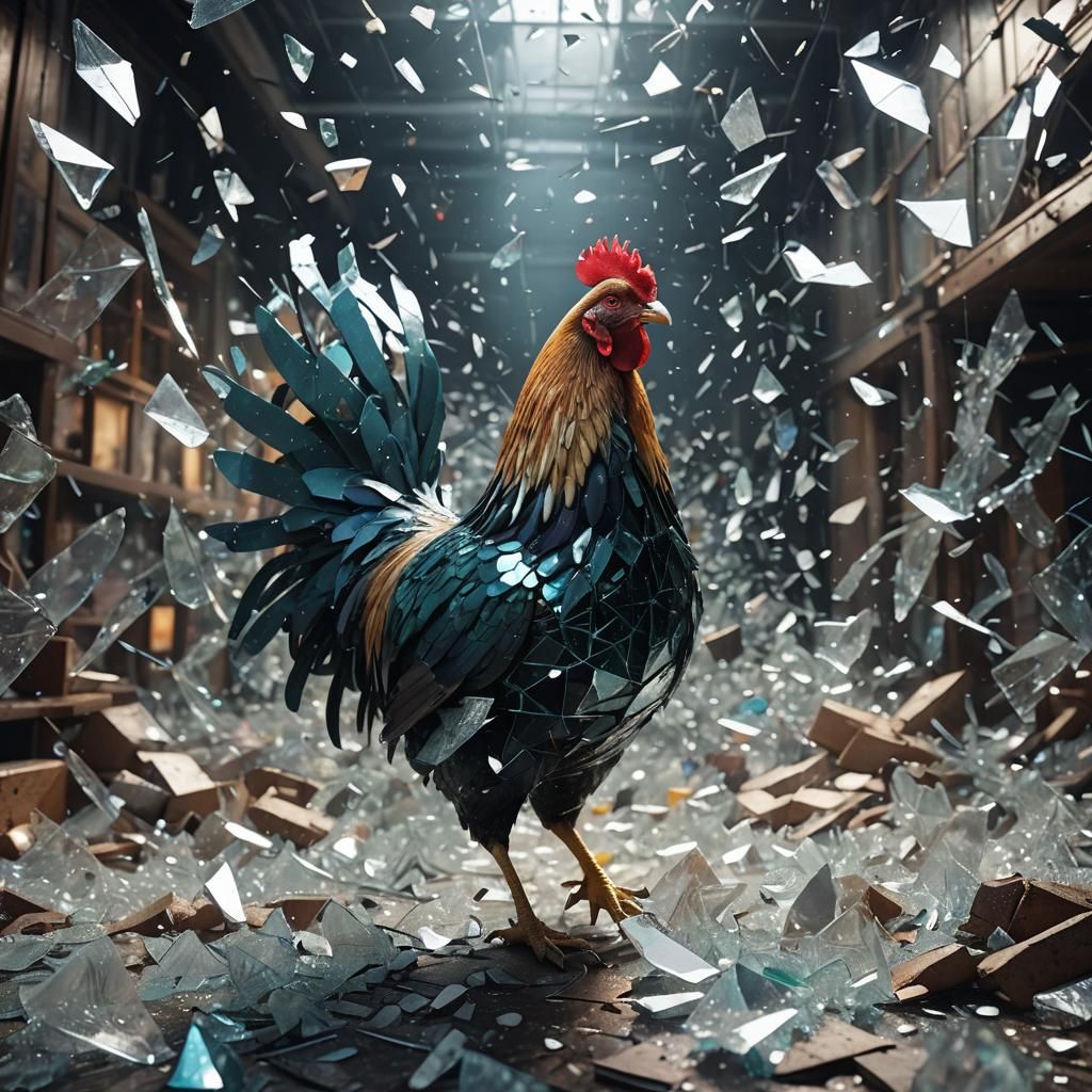 Exploding Shattered Glass Chicken: Digital Matte Painting