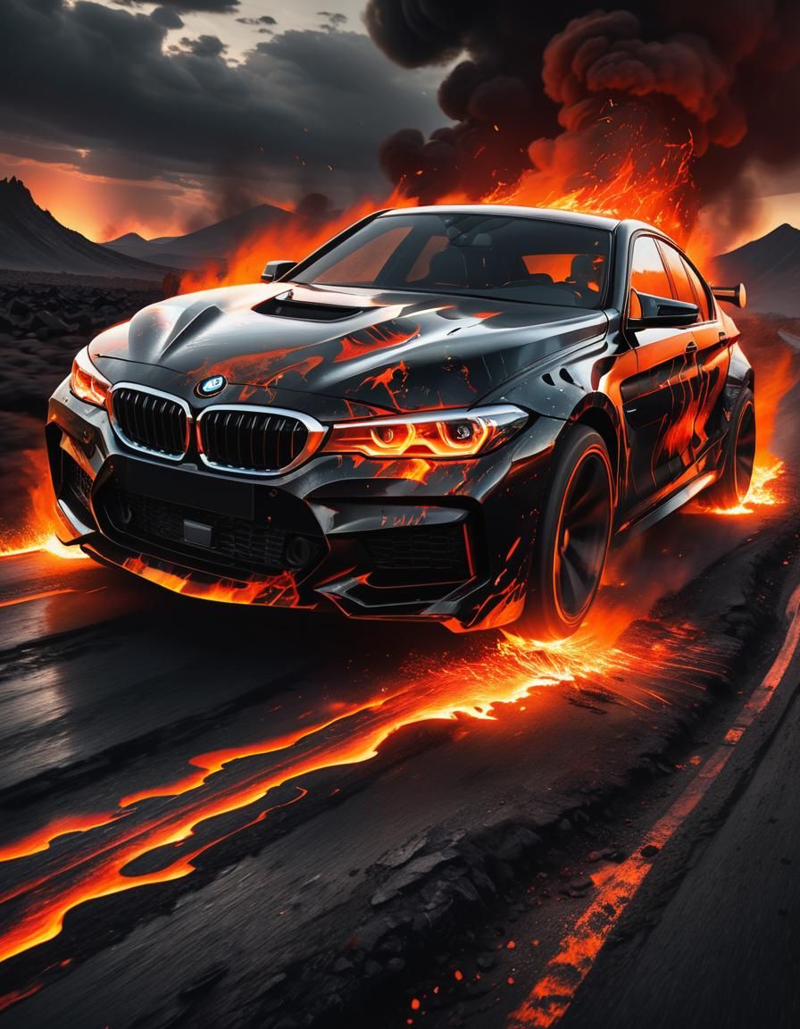 Ferocious Black BMW Blazes Through Hellscape in Expressionis...