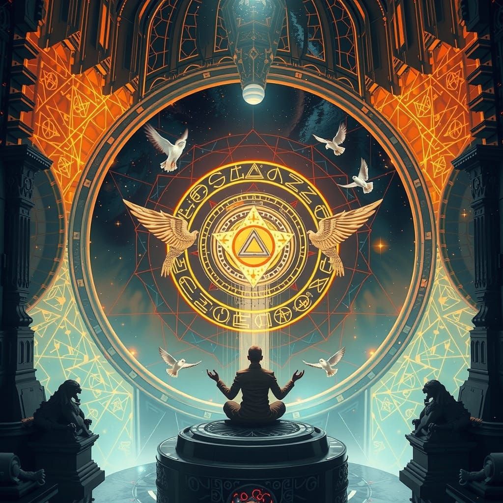 Cosmic Sanctum: Cathedral Observatory with Meditating Archit...