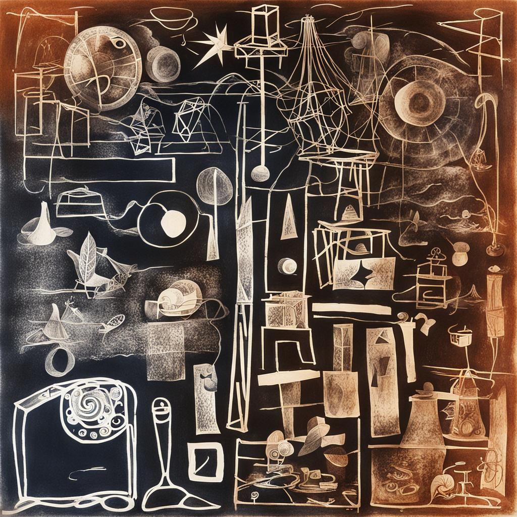 Surreal Rayograph of Random Objects in Black and White