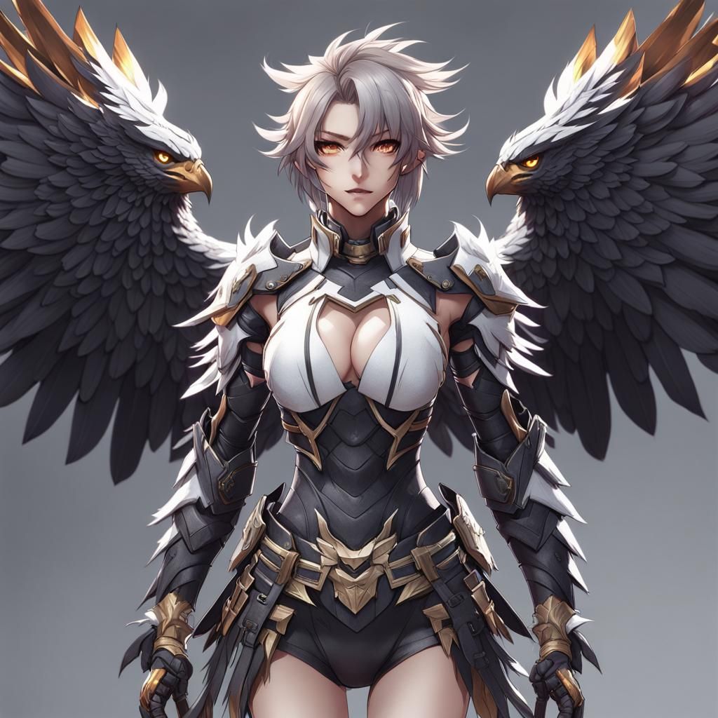 Anime Hawk-Human Hybrid Concept Art