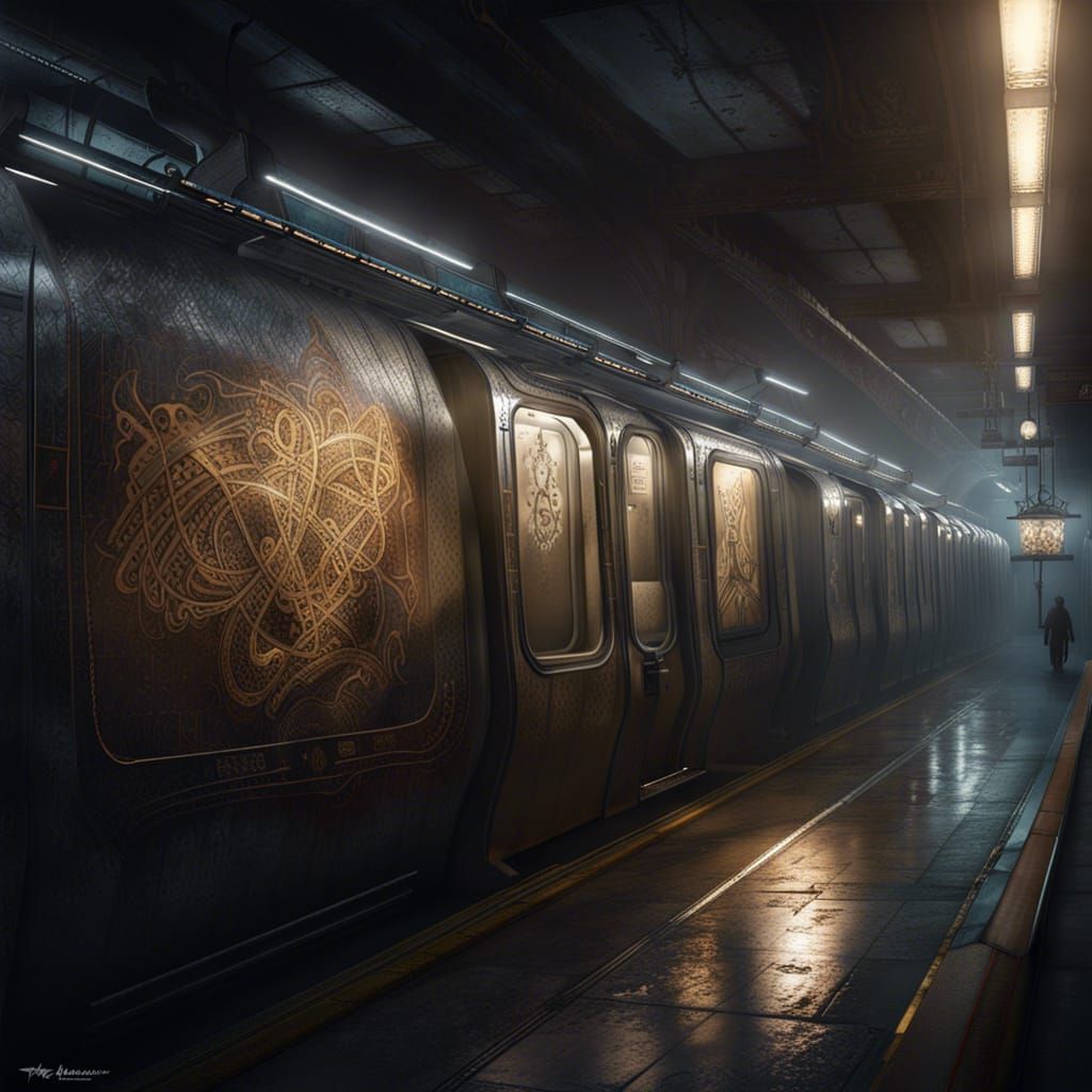 Subway Prophecies: Dark Fantasy Art in 8K