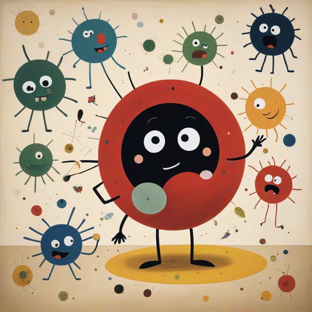 Whimsical Microbes Play Tennis on Centre Court