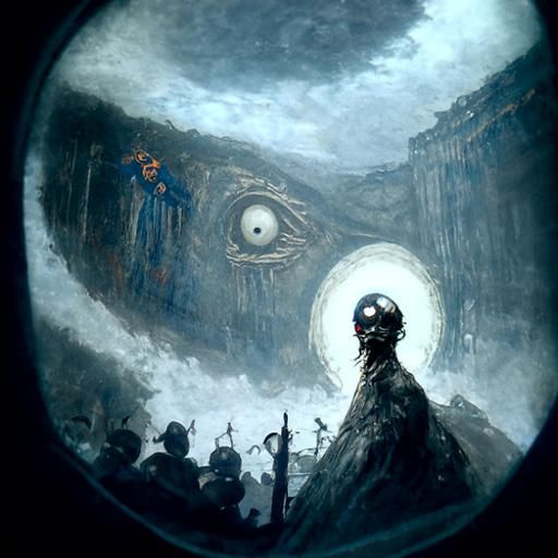 Eerie All-Seeing Eye in Gothic Horror Style