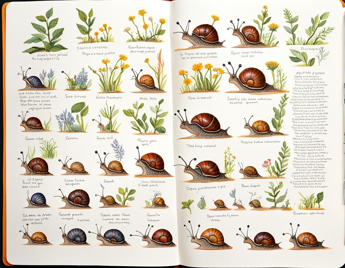 Garden Snail Life Cycle: Gouache Illustration