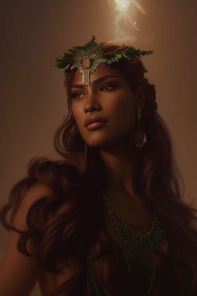 Kapo: Hawaiian Goddess Portrait in Artstation Style
