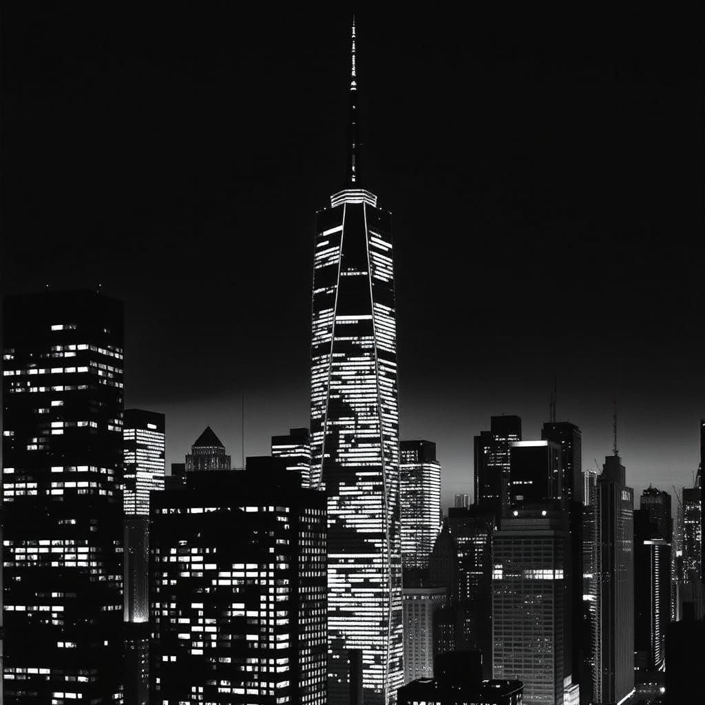 City Skyscrapers in the Style of Yves Klein