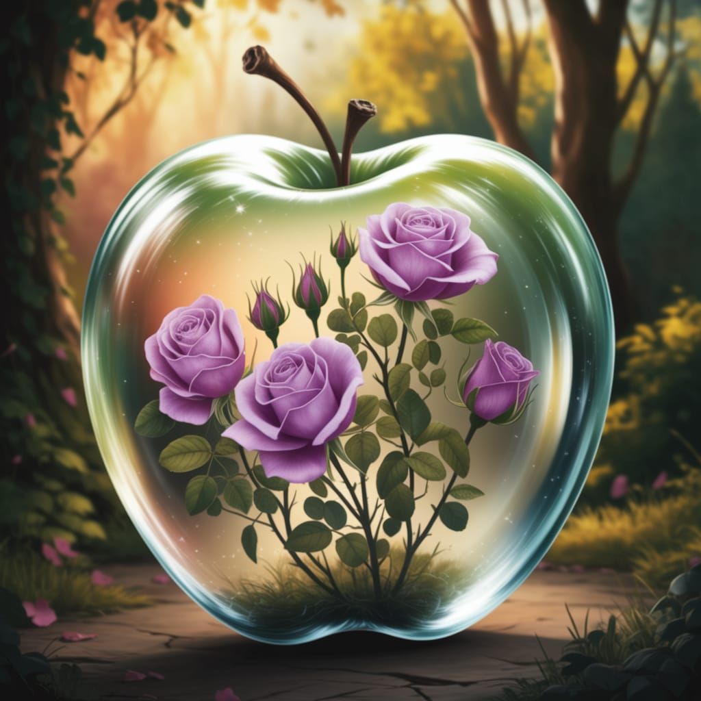 Crystal Apple Unveils Vibrant Purple Roses in Lush Forest