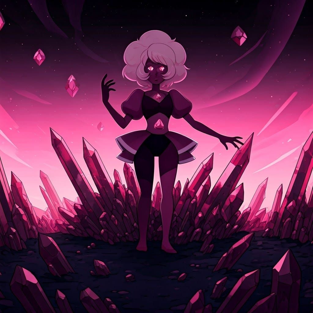 Corrupted Pink Diamond Fusion in Dark Sci-Fi Realm
