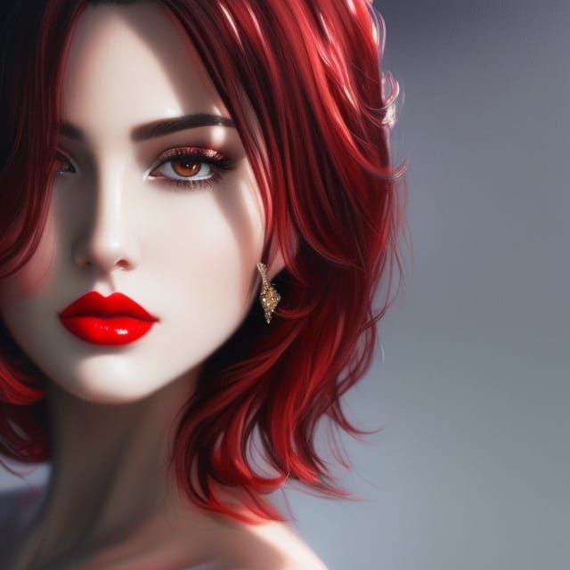 Stunning Dark-Haired Woman Portrait in Volumetric Lighting