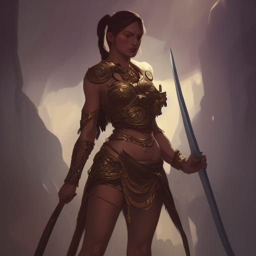 Hyperdetailed Portrait of a Female Warrior