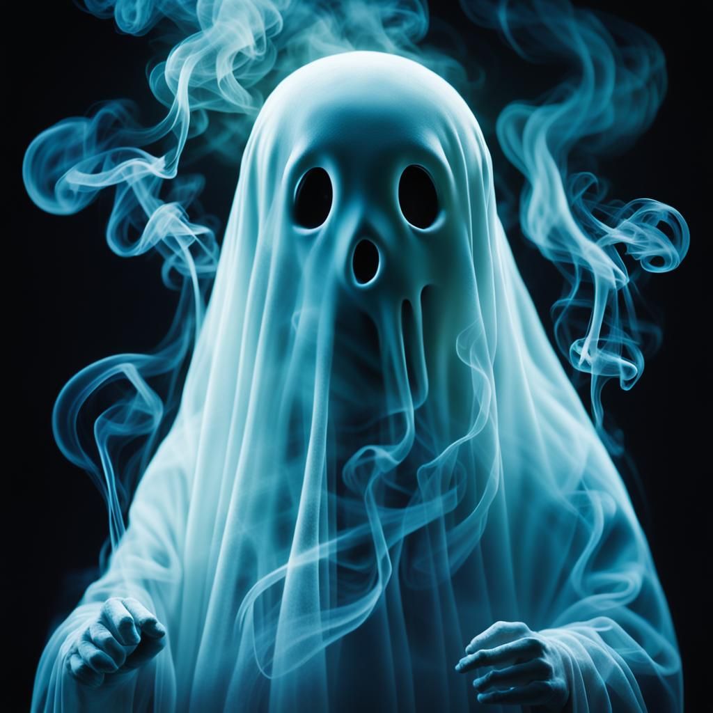 Ethereal Neon Smoke Ghost in Hyperdetailed Rendering