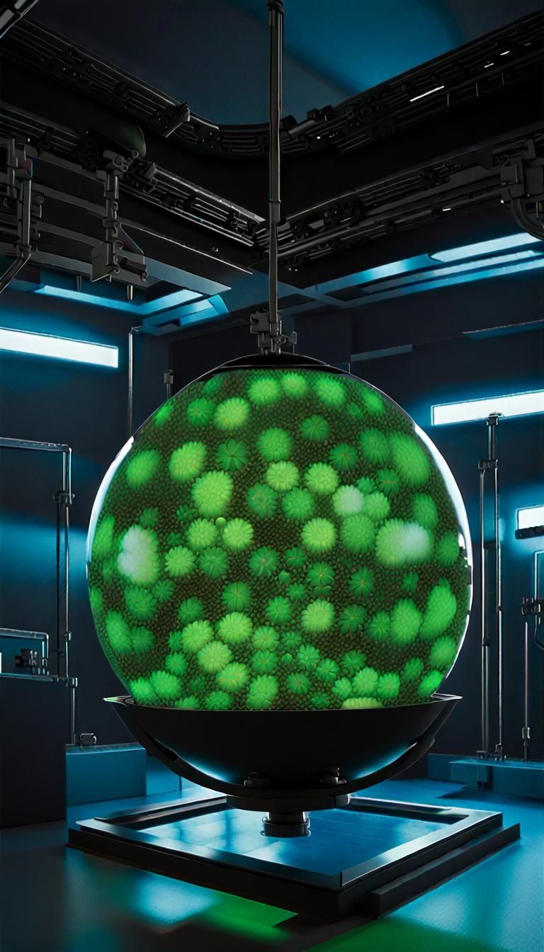 Bioluminescent Cyanobacteria in Zero-Gravity Room with 3D Ef...