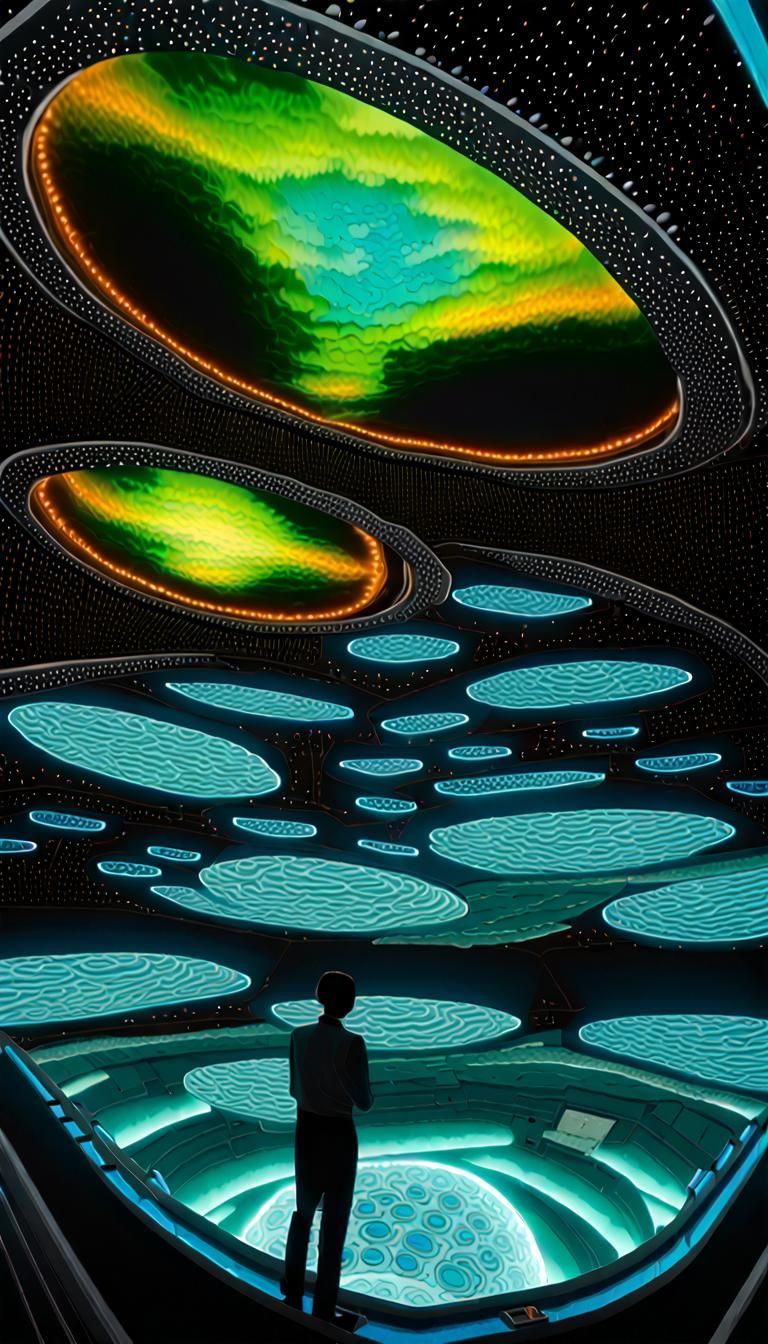 Bioluminescent Cyanobacteria in Force Field Sphere