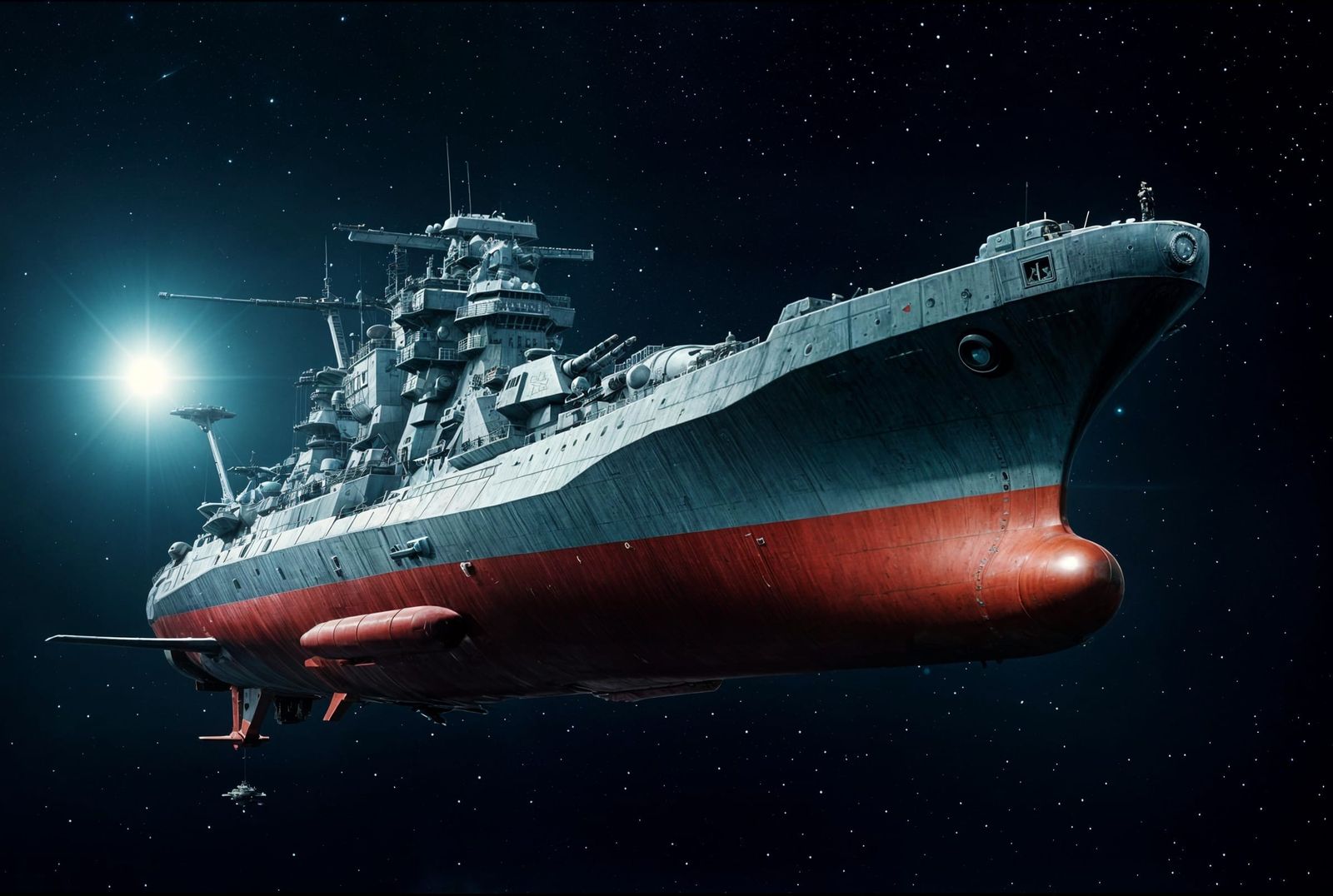 Epic Space Battleship Yamato in Cinematic Film Style